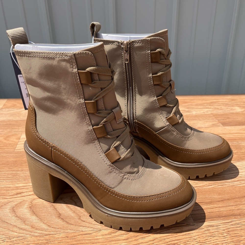 Universal Thread Glenda Hiking Boots Women Size 7.5 Brown Memory Foam Zipper NEW